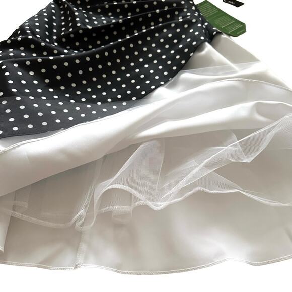 Onyx Nite Dress Black White Polka Dot Strapless Tulle Fit Flare Prom Size 3/4 - Picture 8 of 12